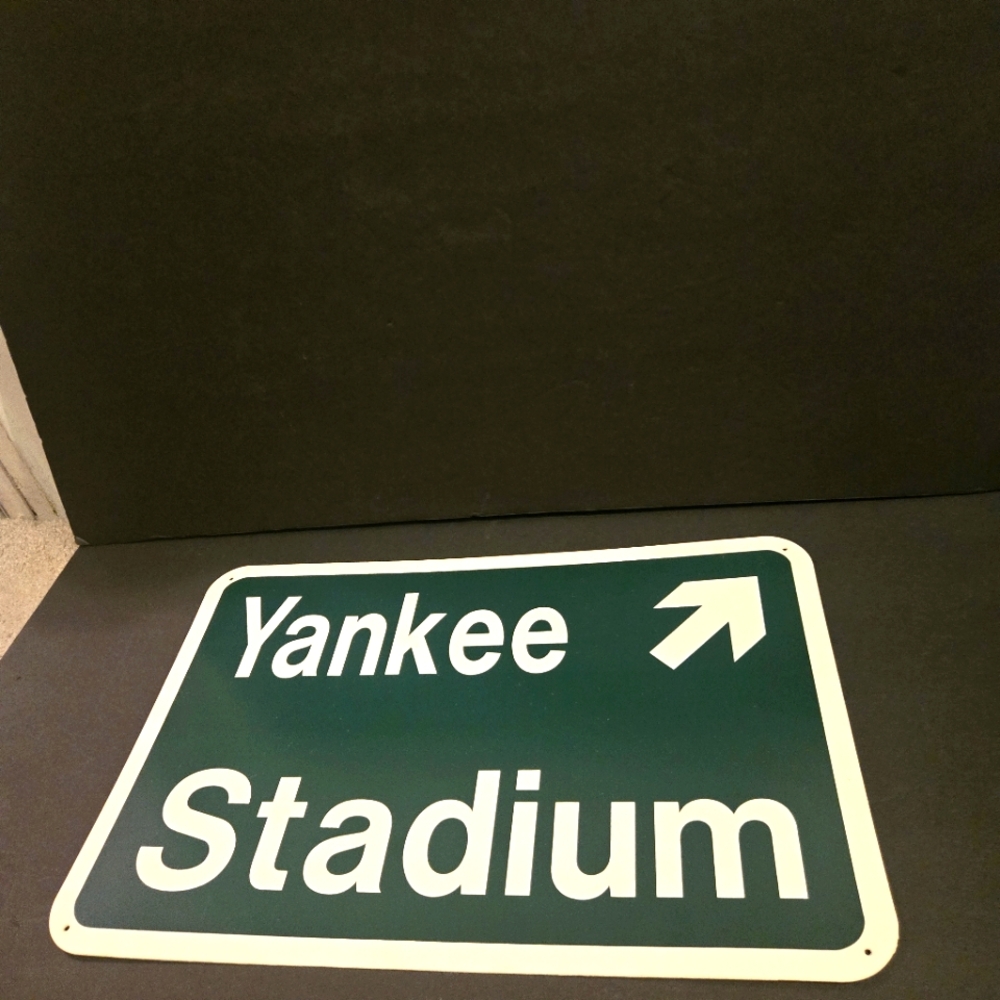 RARE NEW YORK YANKEE STADIUM STIFF NYLON WALL SIGN 12" X 18" MLB